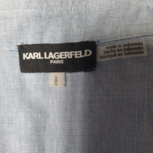 Karl Lagerfeld Ruffle Pearlsnap Blouse Size Large - Picture 5 of 8